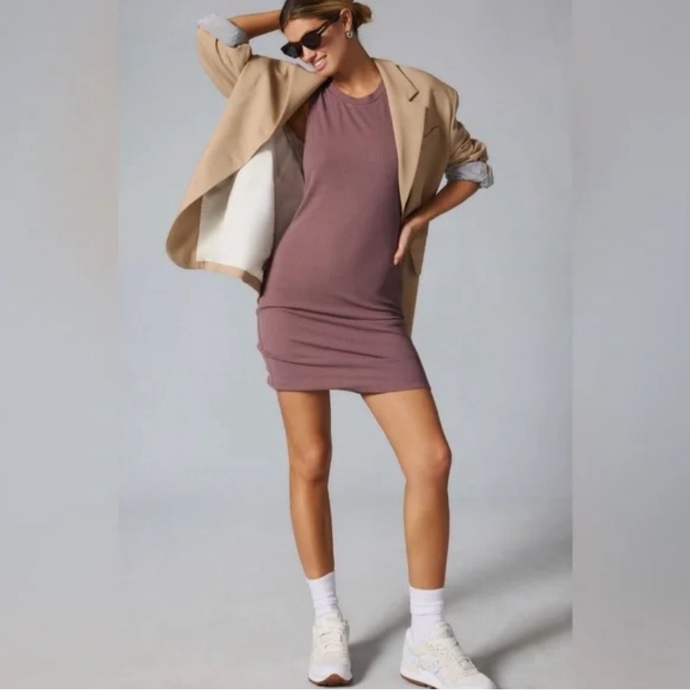 Anthropologie stretchy tank mini Bordeaux dress